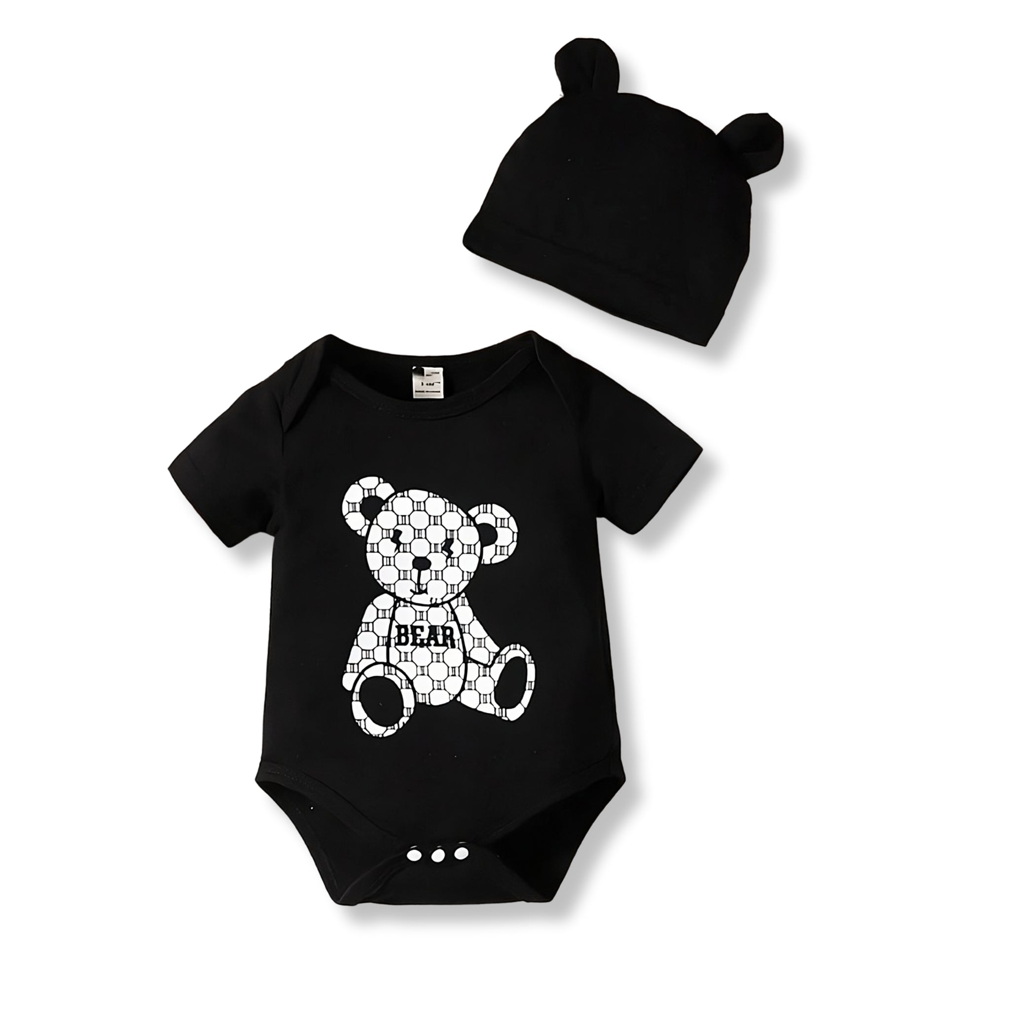 Bear-y Cute Romper Boys Clothing Baby Boujee Black 0-1M 