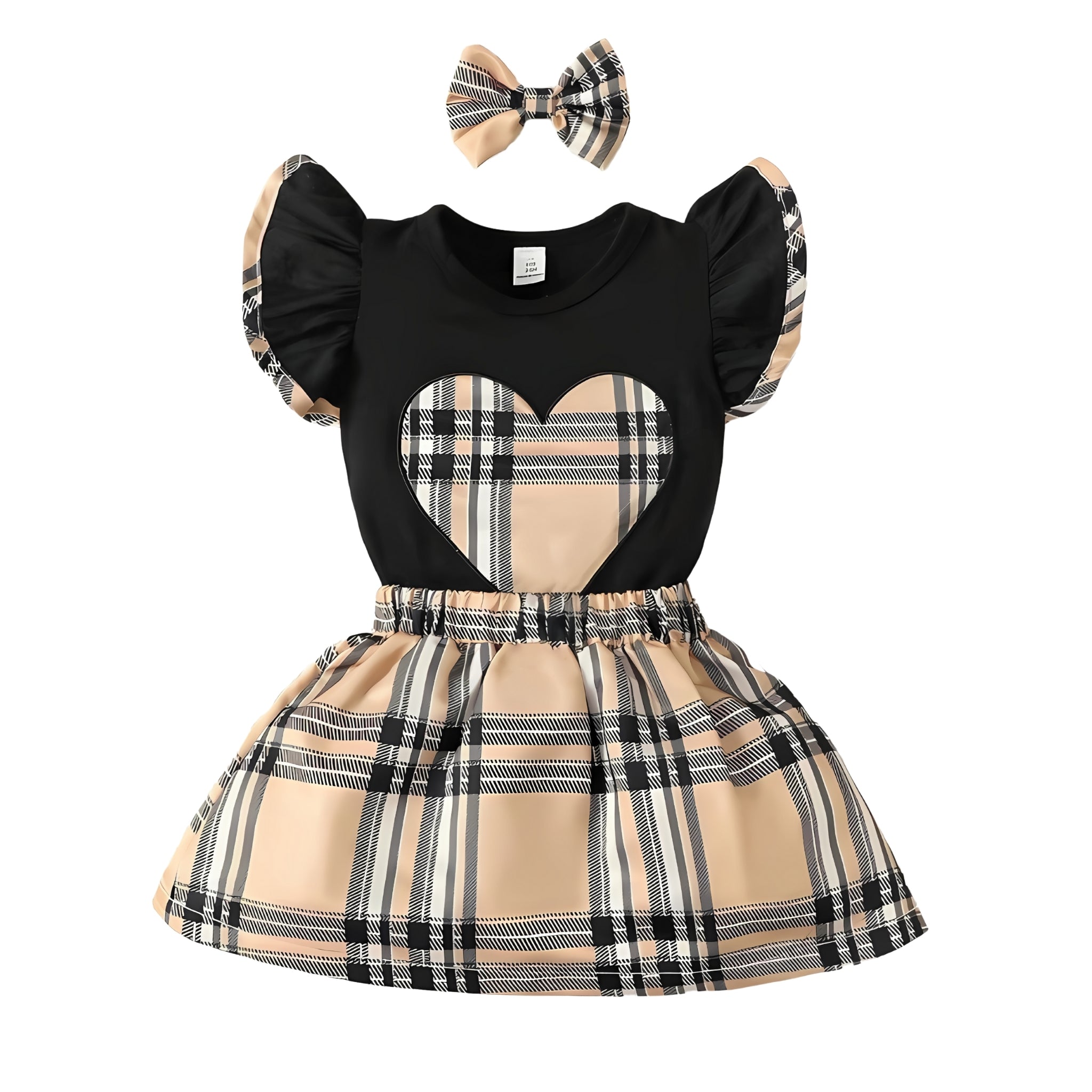 Heartfelt Plaid Dress Girls Clothing Baby Boujee Black + Tan 3-6M 