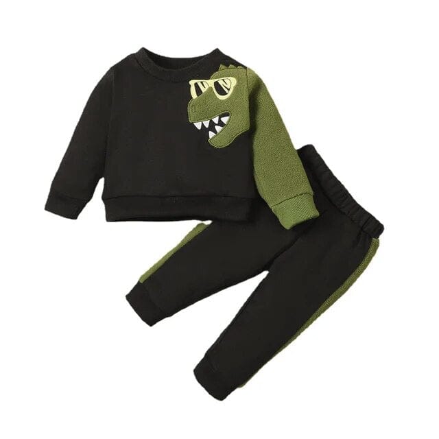 Dino Delight Toddler Boy's Set Boys Clothing Baby Boujee Black + Green 3-6M 