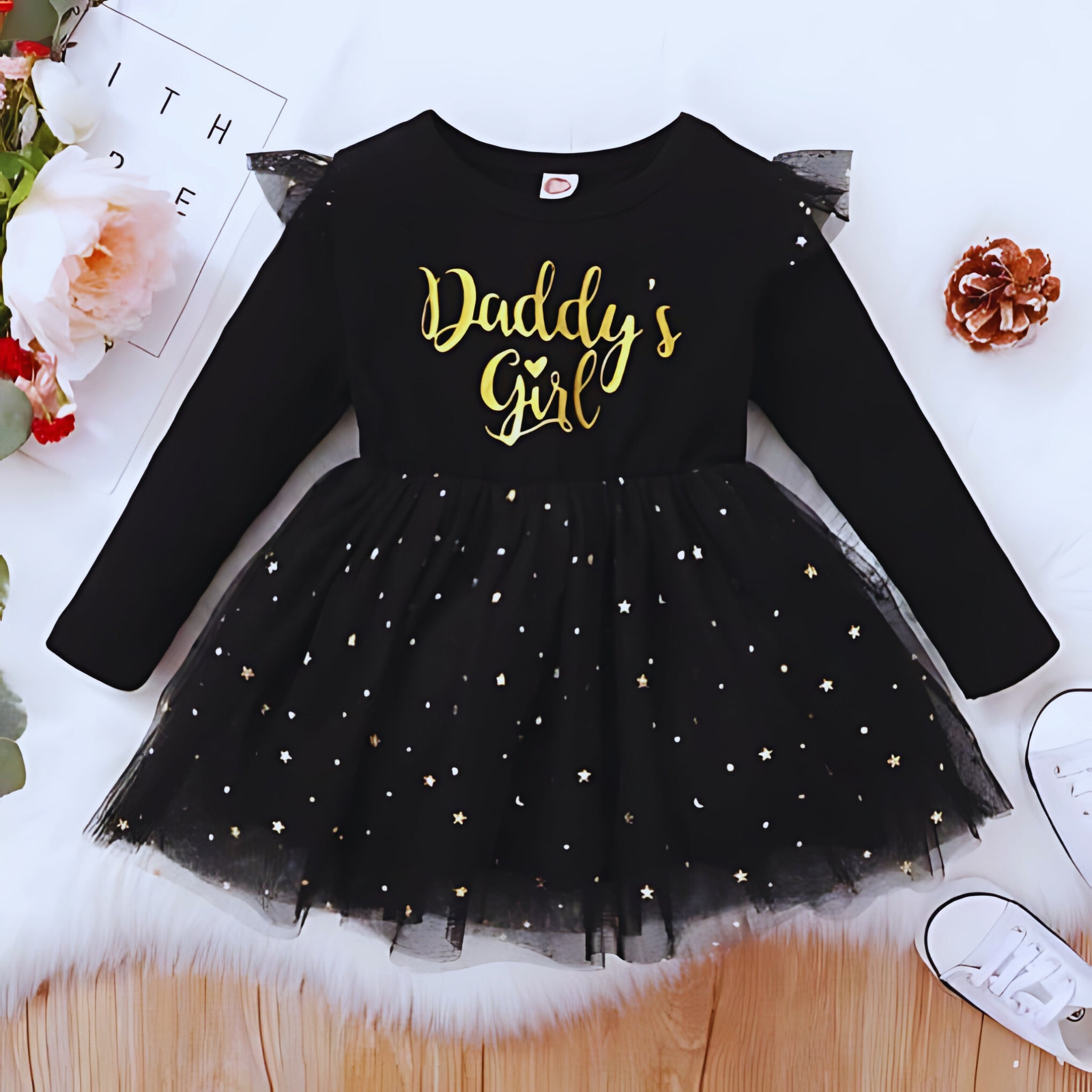 Princess Chic Dress Girls Clothing Baby Boujee Black 3-6M 