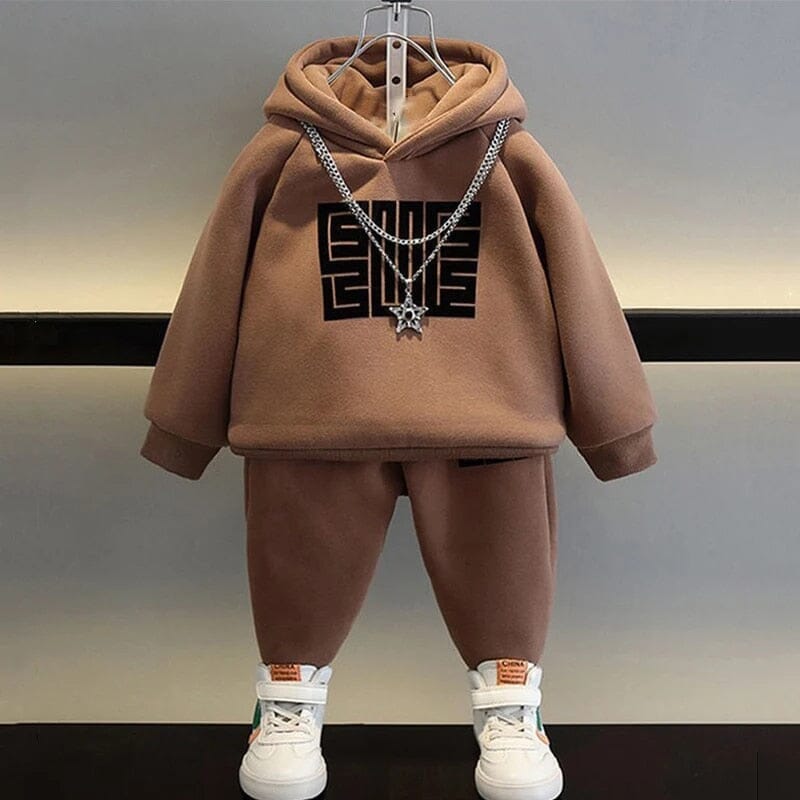 Hooded Wonder Kid's Cozy Outfit Boys Clothing Baby Boujee Brown 2Y 