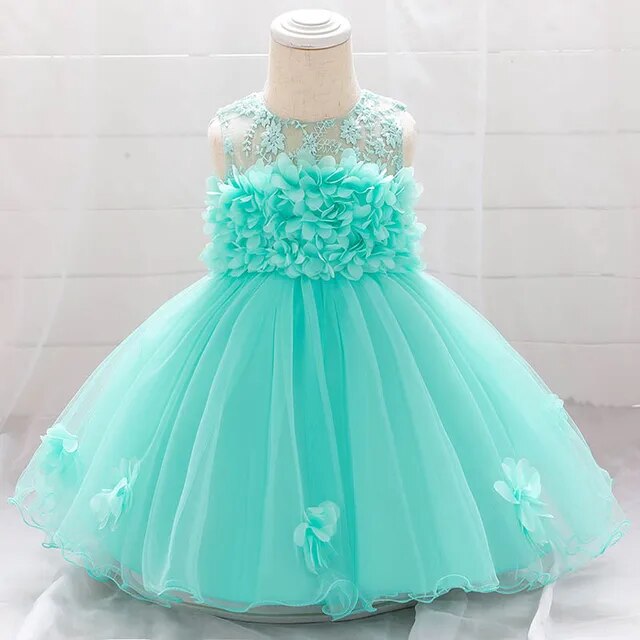 Mini Flower Princess Dress Girls Clothing Baby Boujee Turquoise 3M 