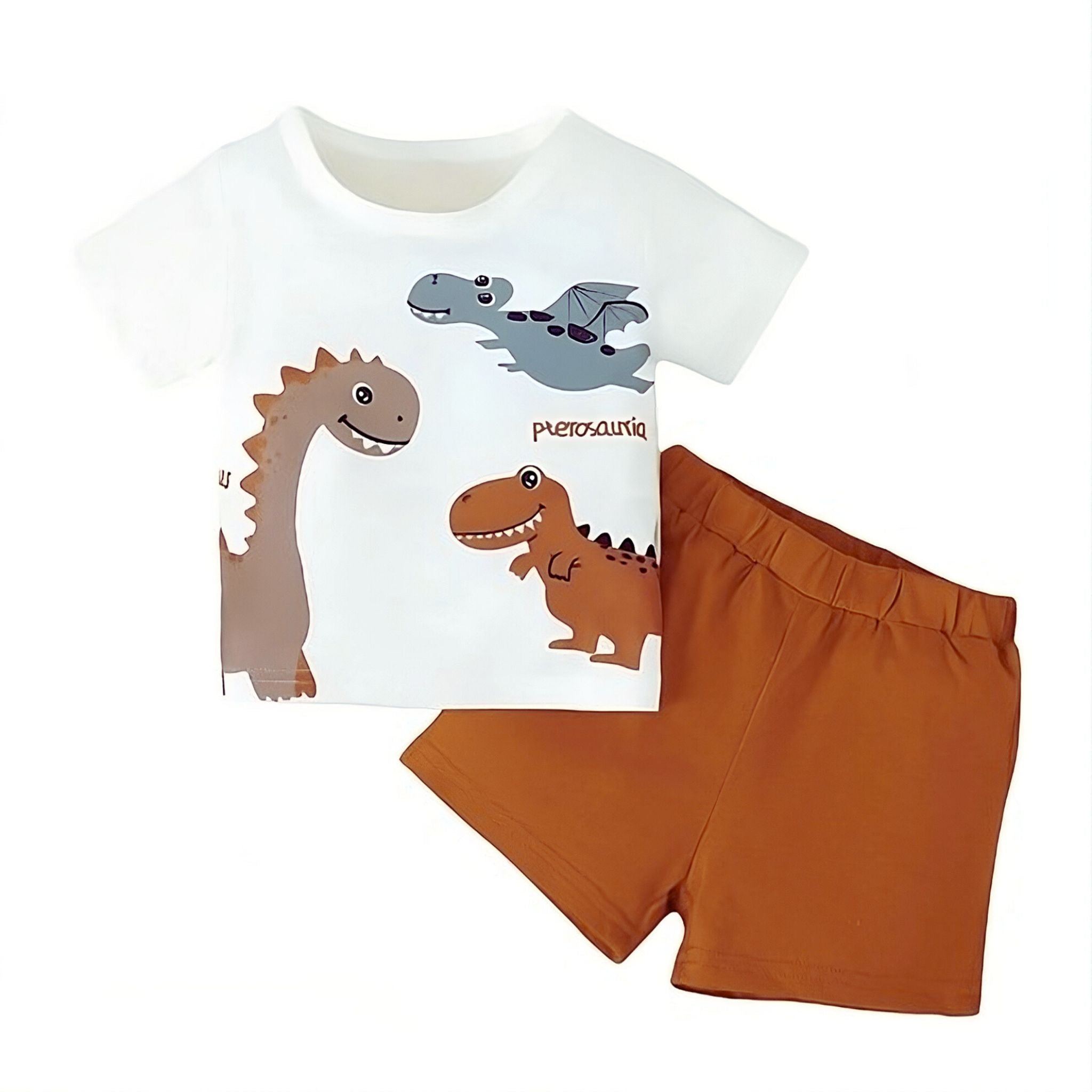 Dino Delight Outfit Boys Clothing Baby Boujee Mocha 6-9M 