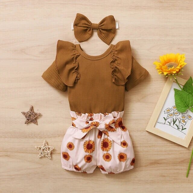 Luoyi Ruffle Romper Girls Clothing Baby Boujee Coffee 3M 