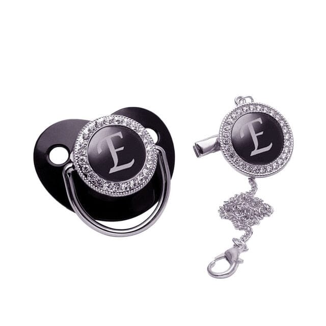 Luxe Baby Pacifier – Black & Silver Accessories + Essentials USAdrop E 