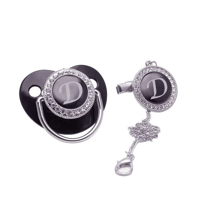 Luxe Baby Pacifier – Black & Silver Accessories + Essentials USAdrop D 