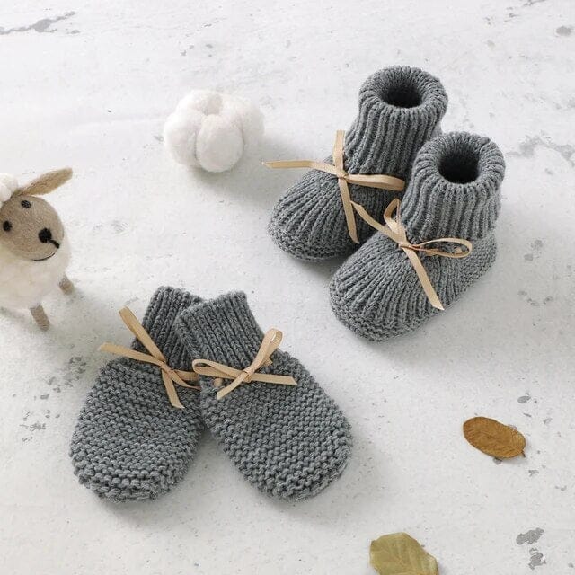 Tiny Steps Knitwear Set Shoes + Socks Baby Boujee Grey 3M 