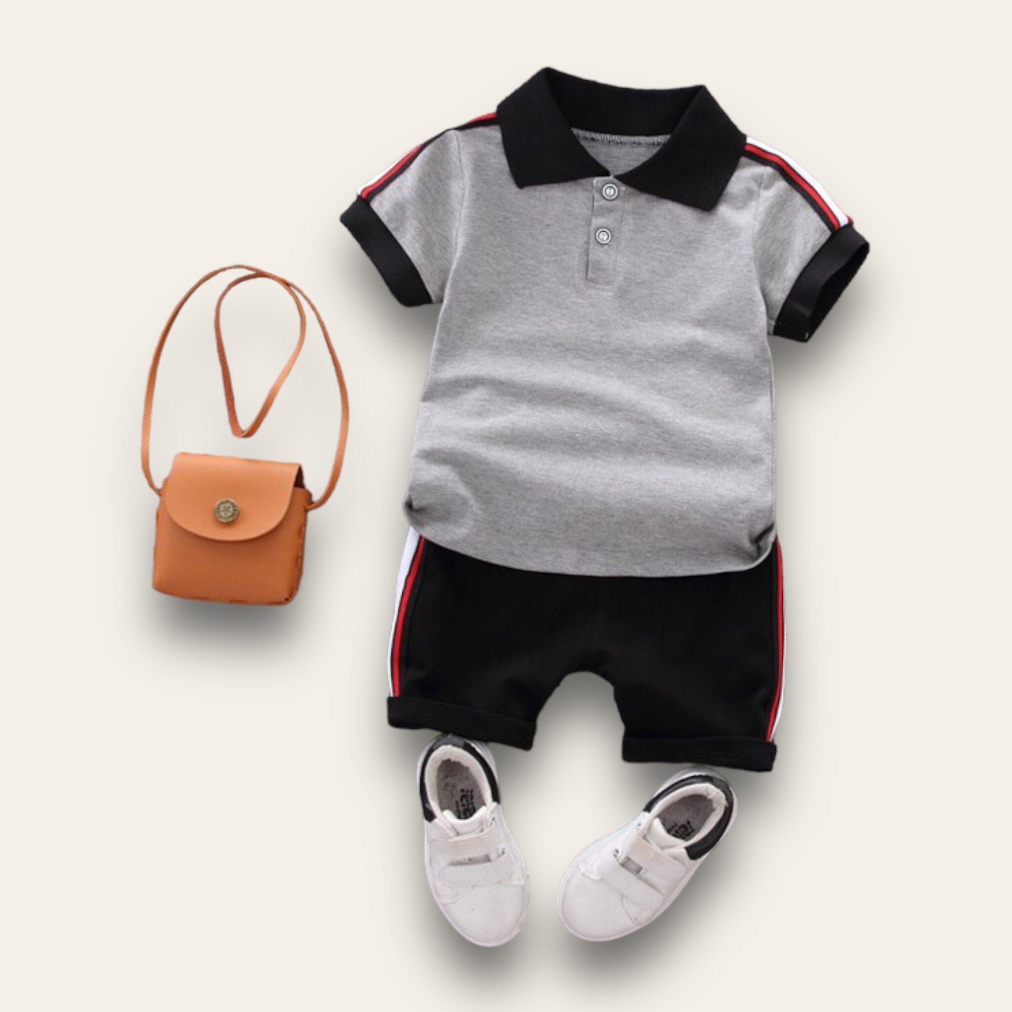 Polo Champ Set Newborn + Infant USAdrop Grey 9-12M 