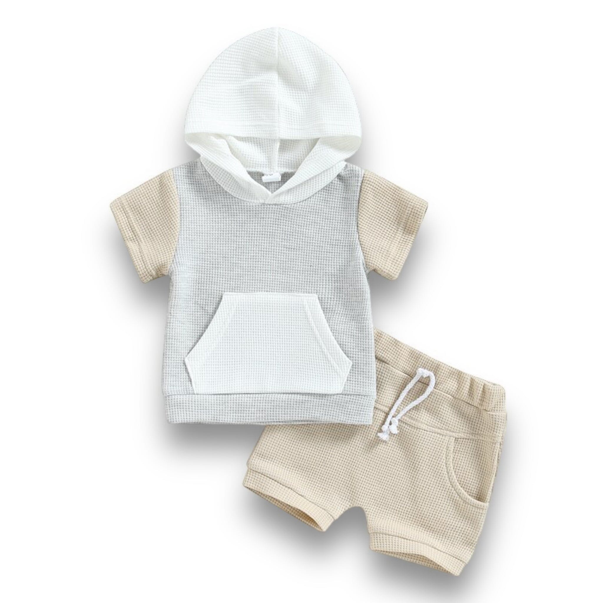 Huggable Hoodie Set Newborn + Infant USAdrop White/Cream/Grey 0-6M 