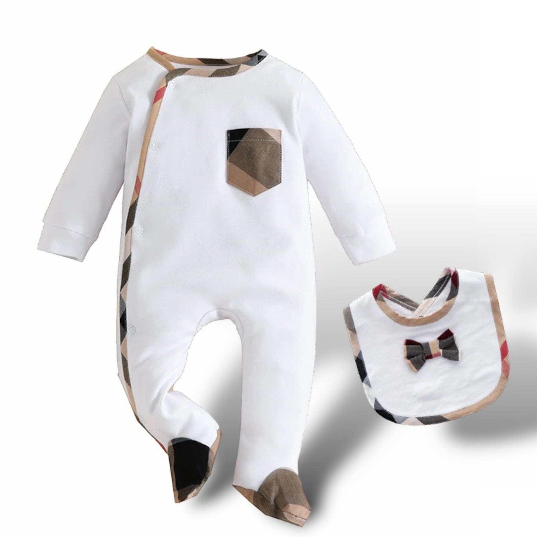 Luxe-Twin Jumpsuit Set Newborn + Infant Baby Boujee White 0-3M 