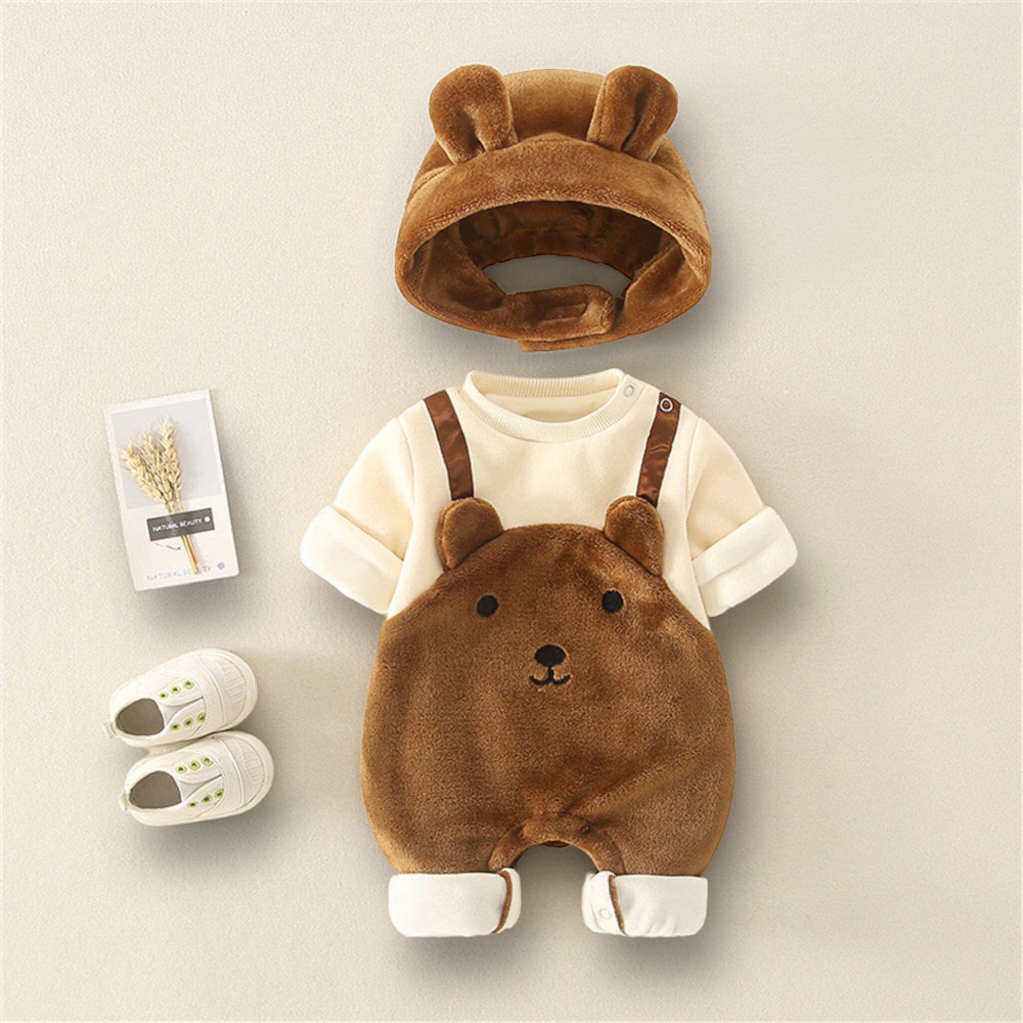 Winter Wonder Jumpsuit + Cap USAdrop Coffee 0-3M 