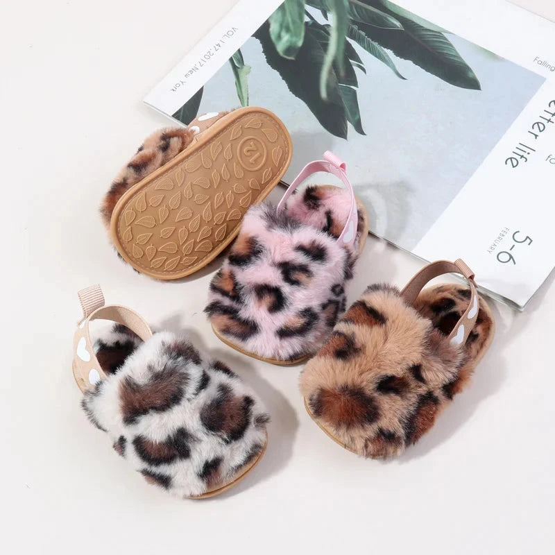 Winter Baby Plush Toe Soft Slippers Spring and Autumn Girls Boys Indoor Walking Shoes Fashion Leopard Point Toddler Infant Shoes Baby Boujee 