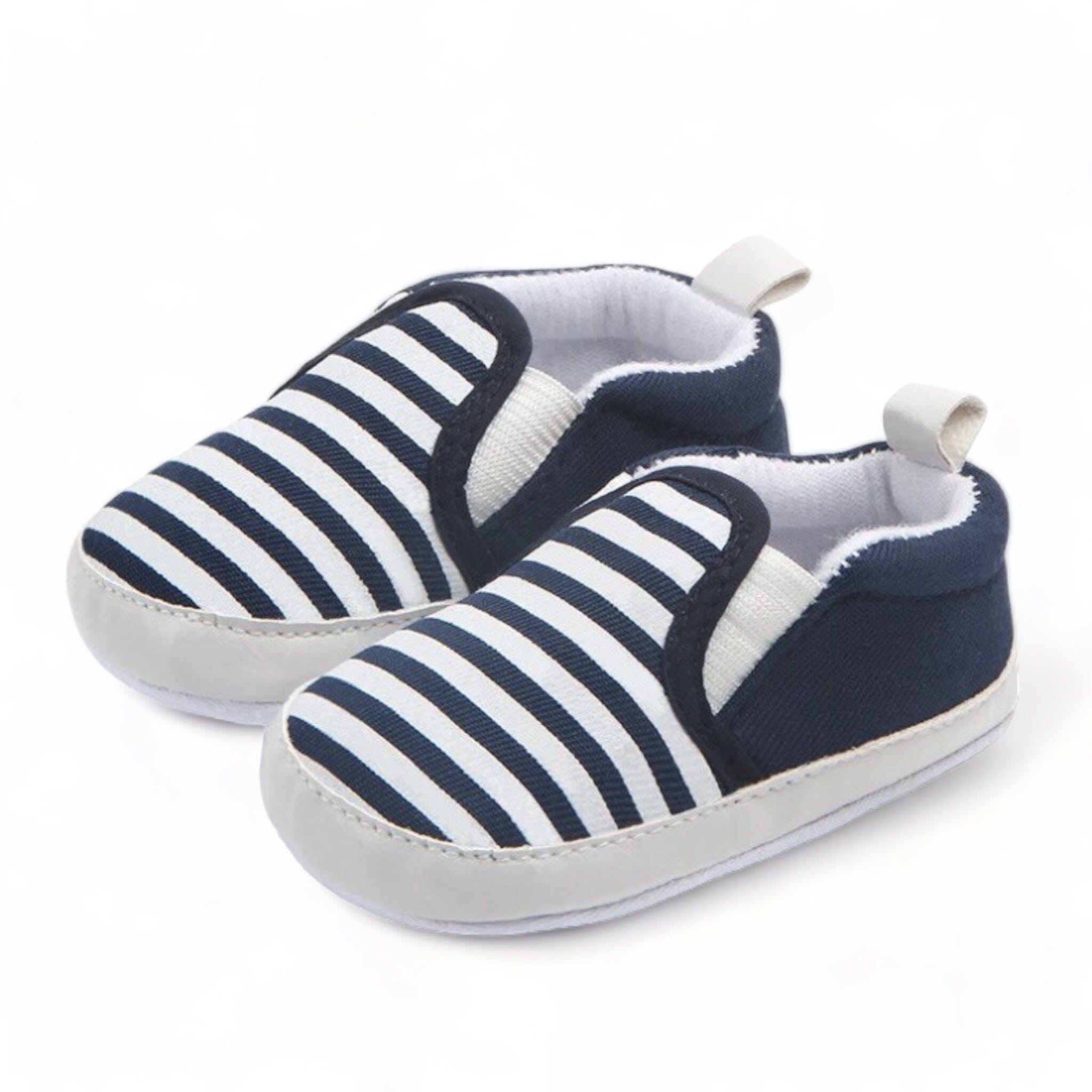 Striped Baby Steps Shoes + Socks Baby Boujee Blue 0-6M 