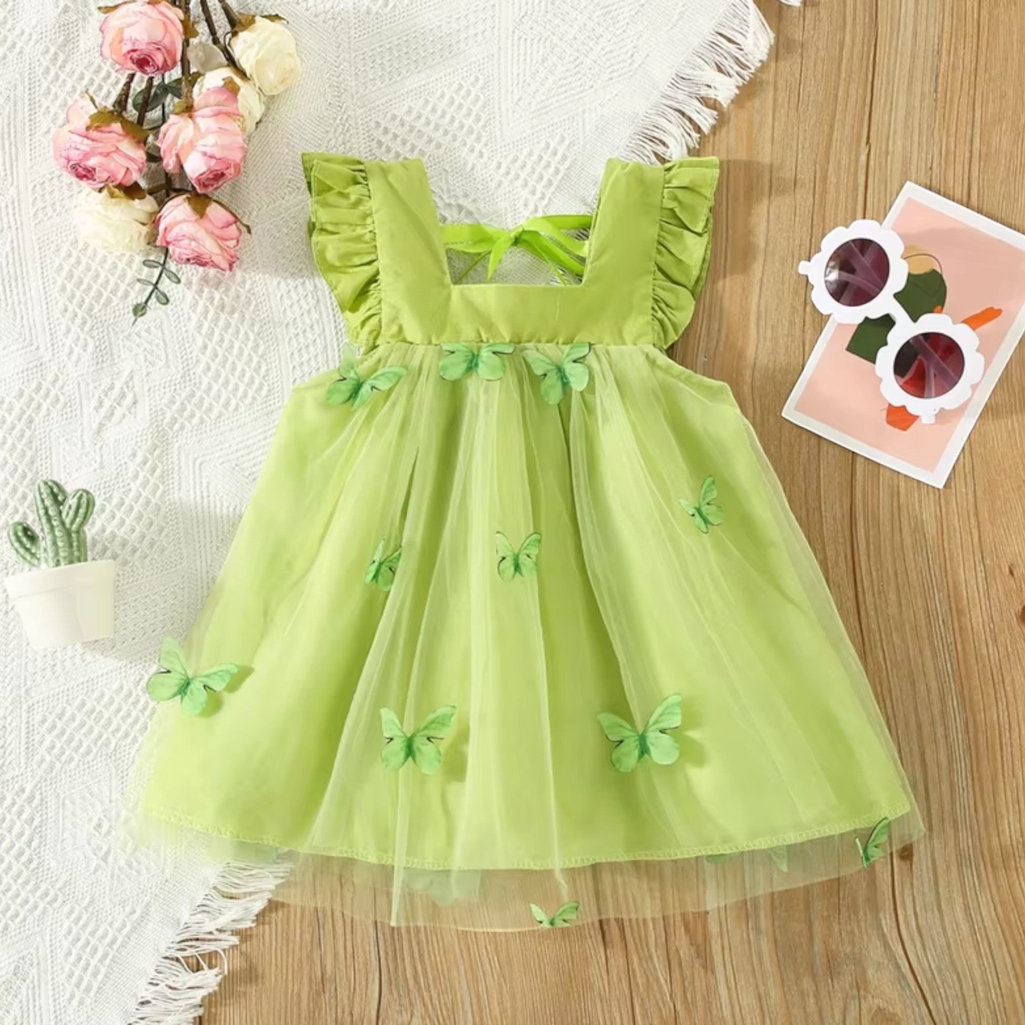 Butterfly Dress Girls Clothing Baby Boujee Green 9-12M 