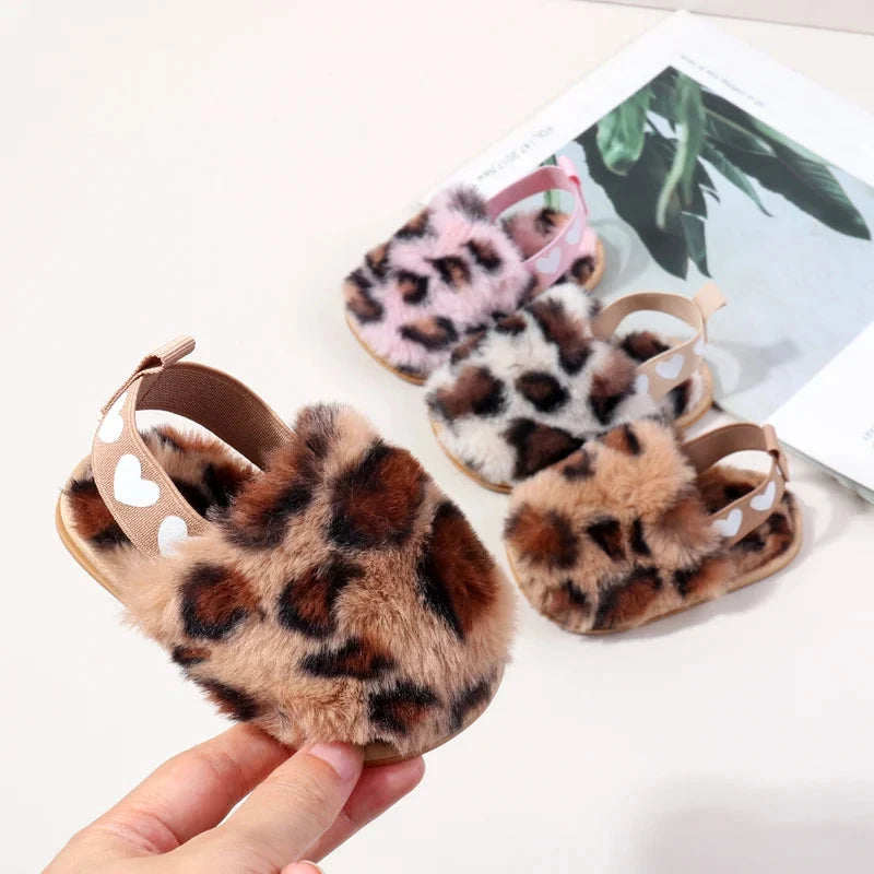Winter Baby Plush Toe Soft Slippers Spring and Autumn Girls Boys Indoor Walking Shoes Fashion Leopard Point Toddler Infant Shoes Baby Boujee 