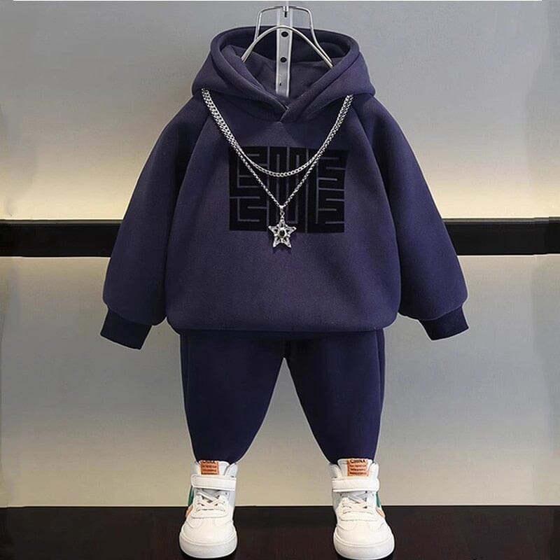 Hooded Wonder Kid's Cozy Outfit Boys Clothing Baby Boujee Blue 2Y 