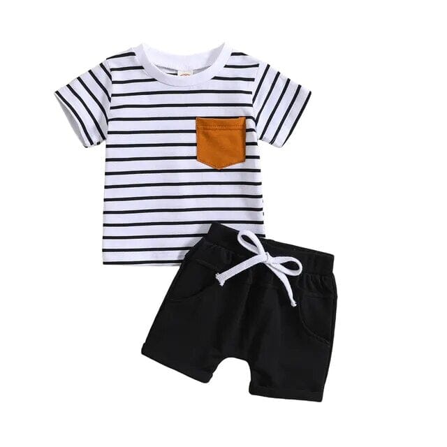 Toddler Striped Pocket Set Newborn + Infant Baby Boujee Black 0-6M 