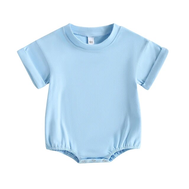 Summer Baby Solid Romper Unisex Clothing Baby Boujee Blue 6M 