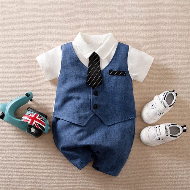 Refined Romper Newborn + Infant Baby Boujee Blue 0-3M 