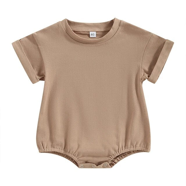 Summer Baby Solid Romper Unisex Clothing Baby Boujee Brown 6M 