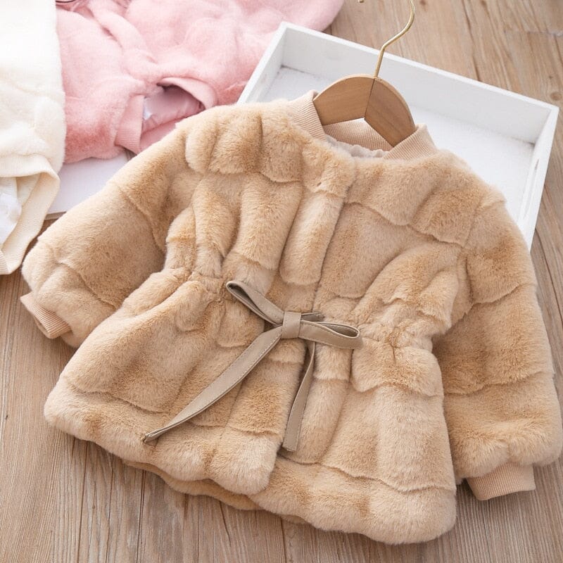 Bowtiful Fur Glamour Coat Girls Clothing Baby Boujee Caramel 2T 