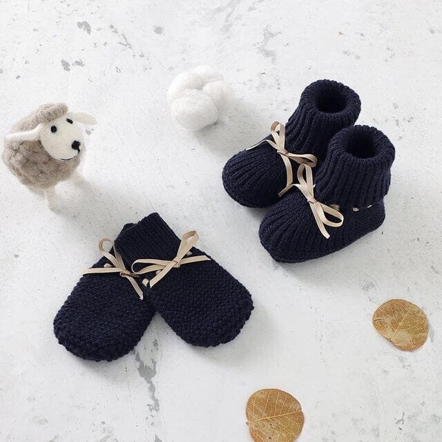 Tiny Steps Knitwear Set Shoes + Socks Baby Boujee Black 3M 