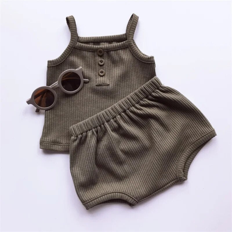 Summer Cotton Waffle Set Unisex Clothing Baby Boujee 