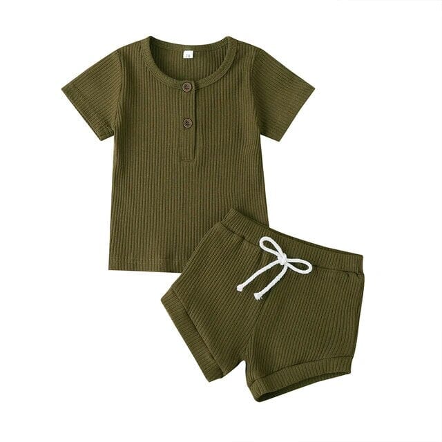 Buttoned Bliss Babywear Set Unisex Clothing Baby Boujee Khaki Green 6-9M 