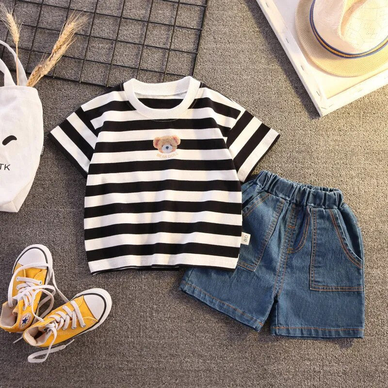 Baby Boy Summer Striped Outfit Set