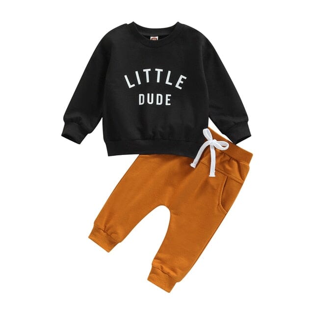 Little Dude Set Newborn + Infant Baby Boujee Black + Orange 6M 