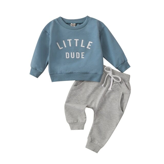 Little Dude Set Newborn + Infant Baby Boujee Blue + Grey 6M 