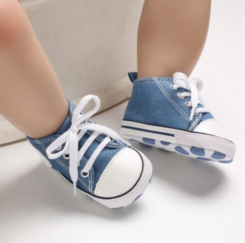 Fun Feet Canvas Sneakers Shoes + Socks Baby Boujee Blue 0-6M (4.33"/11cm) 