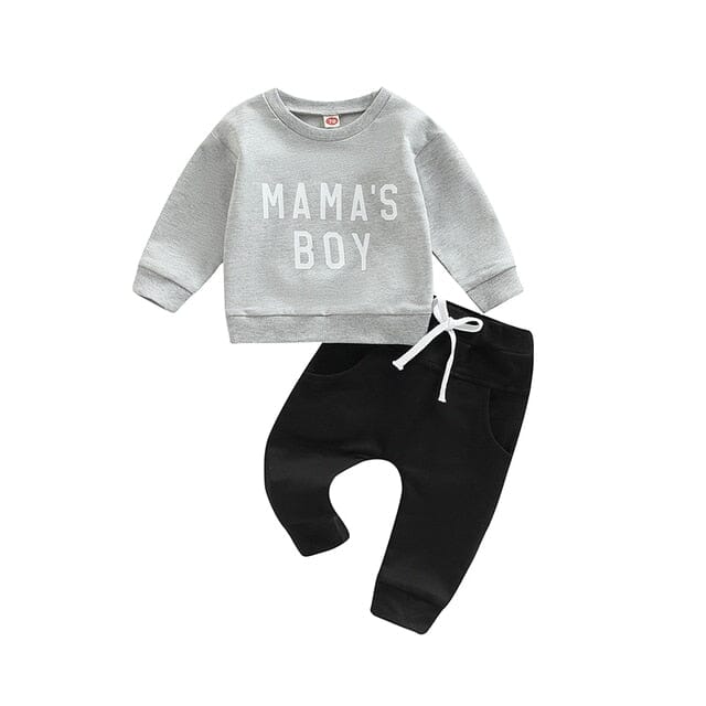 Mama's Boy Set Newborn + Infant Baby Boujee Grey + Black 6M 