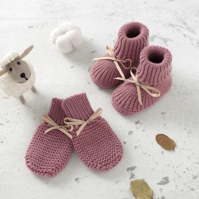 Tiny Steps Knitwear Set Shoes + Socks Baby Boujee Pink 3M 