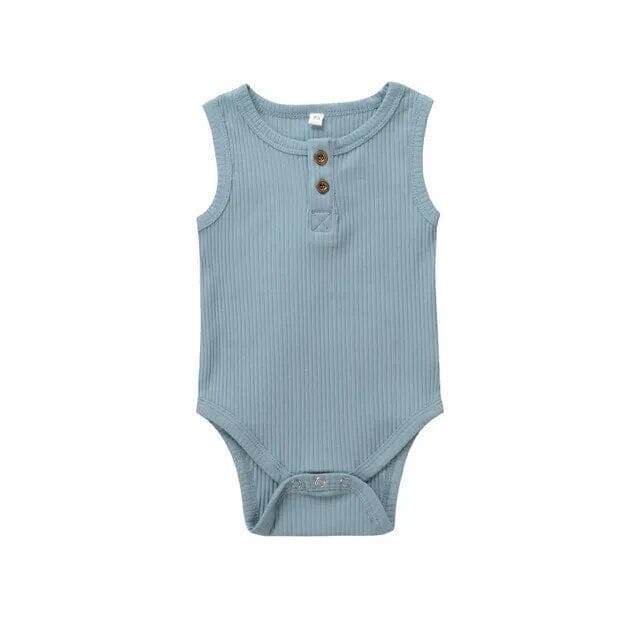 Newborn Sleeveless Knit Romper Newborn + Infant Baby Boujee Blue 0-3M 