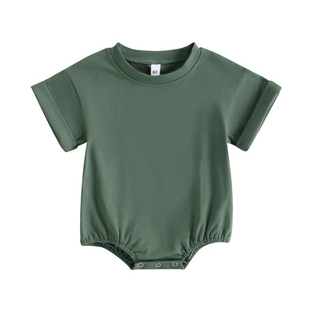 Summer Baby Solid Romper Unisex Clothing Baby Boujee Green 6M 