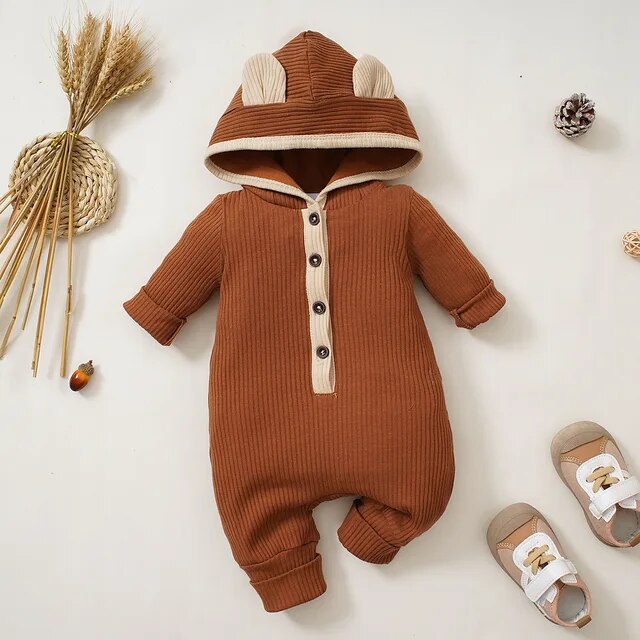 Late Autumn Hooded Baby Romper