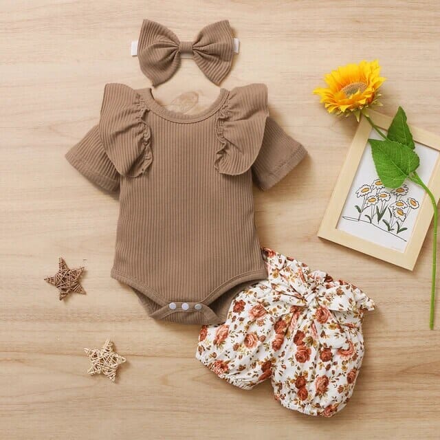 Luoyi Ruffle Romper Girls Clothing Baby Boujee Mocha 3M 