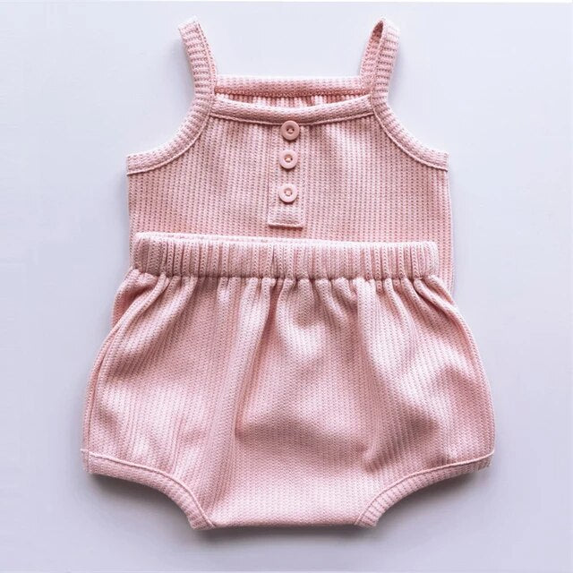 Summer Cotton Waffle Set Unisex Clothing Baby Boujee Pink 6M 