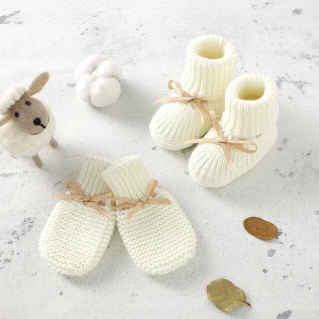 Tiny Steps Knitwear Set Shoes + Socks Baby Boujee Off White 3M 