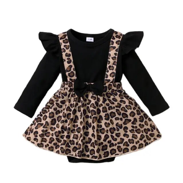 Baby Leopard Romper Dress Girls Clothing Baby Boujee Black 3M 