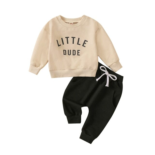 Little Dude Set Newborn + Infant Baby Boujee Ivory + Black 6M 