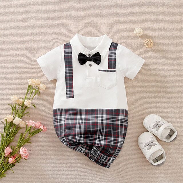 Suspender Romper Newborn + Infant Baby Boujee Plaid 0-3M 