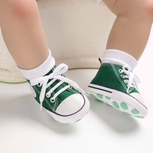 Fun Feet Canvas Sneakers Shoes + Socks Baby Boujee Green 0-6M (4.33"/11cm) 