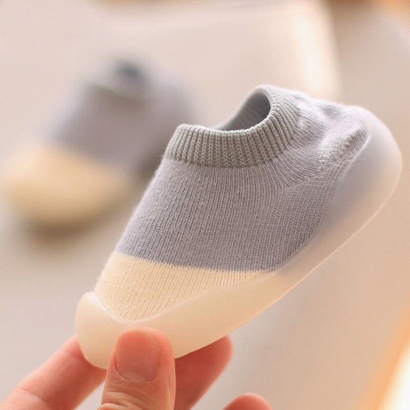 Little Love Slip-Ons Shoes + Socks USAdrop Grey + White 3.5"-3.75" (8.9CM-9.5CM) 