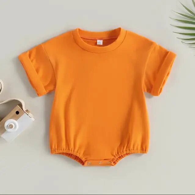 Oversized Bubble Romper Unisex Clothing Baby Boujee Orange 3M 