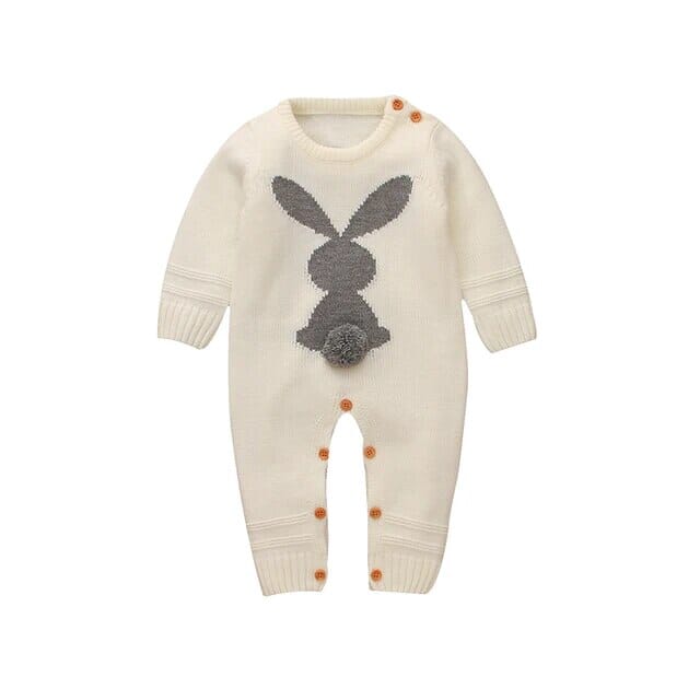 Bunny Bounce Romper Newborn + Infant Baby Boujee White 3M 