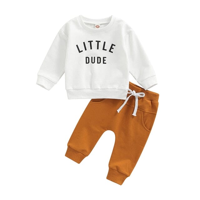 Little Dude Set Newborn + Infant Baby Boujee White + Orange 6M 