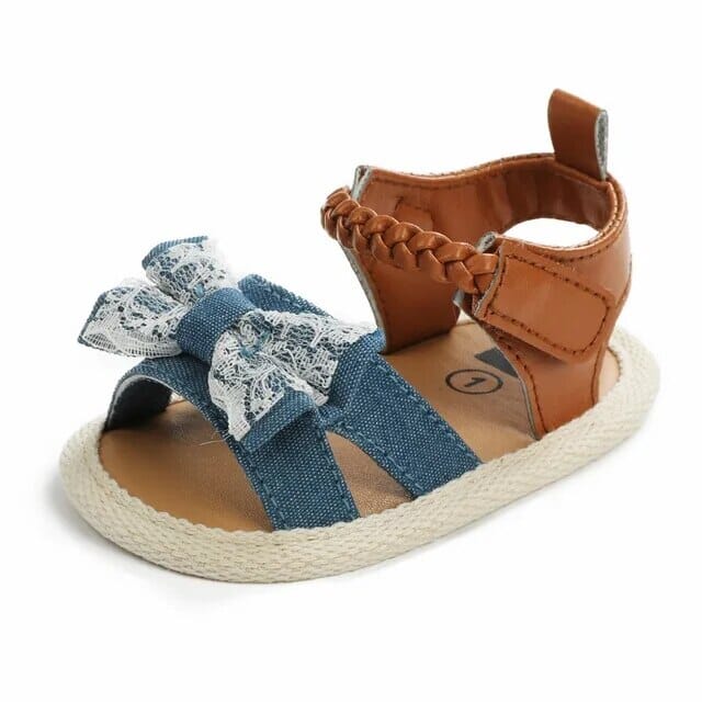 Butterfly Sandals Shoes + Socks Baby Boujee Denim Blue + Caramel 4.3" (11cm) 