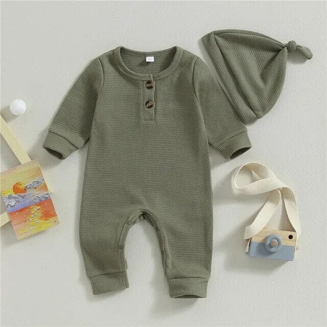 Baby Boys Romper & Hat Set Accessories + Essentials Baby Boujee Green 6M 